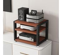 ksxnkhk 3/4-Tier Media Stand, Open Audio Rack Component Cabinet, Multi-Function Stereo Storage for Home/Office/Theater(Color:Teak,Size:3 tiers-w45cm/17.7")