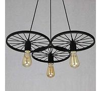 ksxnkhk 3-Lights Stair Wheel Pendant Lights Industrial Retro Chandelier Hanging Lamp Black Iron Metal Ceiling Light,Chandeliers