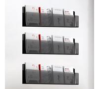 ksxnkhk 3 Pieces Acrylic Magazine Rack Wall Mounted, Bathroom Book Literature Display for Reception Reading Room Office School, Brochure Stand Storage Mail Organizer ( Color : Black , Size