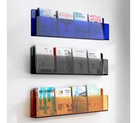 ksxnkhk 3 Pieces Acrylic Magazine Rack Wall Mounted, Bathroom Book Literature Display for Reception Reading Room Office School, Brochure Stand Storage Mail Organizer ( Color : Deep Coffee