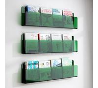 ksxnkhk 3 Pieces Acrylic Magazine Rack Wall Mounted, Bathroom Book Literature Display for Reception Reading Room Office School, Brochure Stand Storage Mail Organizer ( Color : Green , Size