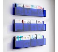 ksxnkhk 3 Pieces Acrylic Magazine Rack Wall Mounted, Bathroom Book Literature Display for Reception Reading Room Office School, Brochure Stand Storage Mail Organizer ( Color : Blue , Size