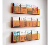 ksxnkhk 3 Pieces Acrylic Magazine Rack Wall Mounted, Bathroom Book Literature Display for Reception Reading Room Office School, Brochure Stand Storage Mail Organizer ( Color : Orange , Siz