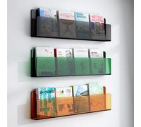 ksxnkhk 3 Pieces Acrylic Magazine Rack Wall Mounted, Bathroom Book Literature Display for Reception Reading Room Office School, Brochure Stand Storage Mail Organizer ( Color : Light Coffee