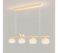 ksxnkhk 4-Light Aluminum Dimmable LED Modern Linear Chandelier Bird Deco Milk White Shade Flower Pendant Light Kitchen Island Linear Pendant Light for Dining Room Table Farmhouse Restauran