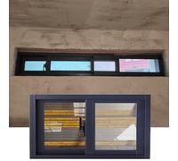 ksxnkhk 49X20 Black Basement Replacement Windows, Aluminum Sliding Window with Screen and Tempered Glass, Ventilation Windows for Sheds Chicken Coops, Bathroom Makeover Small Restroom