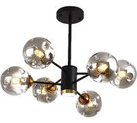 ksxnkhk 6-Light Black Industrial Sputnik Chandelier,E27,Metal Ceiling Light Fixture,Adjustable Height Pendant Light Fitting for Living Room Bedroom Dining Room Hallway-Black 1 6t