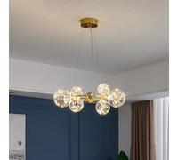ksxnkhk 6 Lights Mid Century Chandelier Large Cluster Glass Globe Bubble Chandelier for Dining Room Vintage Gold Industrial Ceiling Pendant Light for Living Room Bedroom Kitchen Island Far