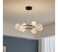 ksxnkhk 6 Lights Mid Century Chandelier Large Cluster Glass Globe Bubble Chandelier for Dining Room Vintage Gold Industrial Ceiling Pendant Light for Living Room Bedroom Kitchen Island Far