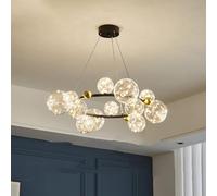 ksxnkhk 6 Lights Mid Century Chandelier Large Cluster Glass Globe Bubble Chandelier for Dining Room Vintage Gold Industrial Ceiling Pendant Light for Living Room Bedroom Kitchen Island Far