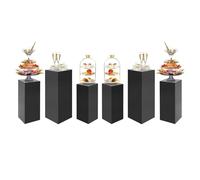 ksxnkhk 6 PCS Square Pedestal Stand, Pedestals Display Plinth Pillars, Metal Stands, Wedding Flower Rack Decorations Cake Stands (Black)