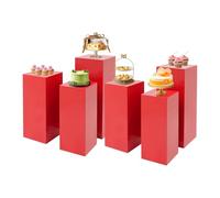 ksxnkhk 6 PCS Square Pedestal Stand, Pedestals Display Plinth Pillars, Metal Stands, Wedding Flower Rack Decorations Cake Stands (Red)