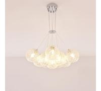ksxnkhk 7-Light Cluster Ribbed Glass Bubble Chandelier Clear Ceiling Hanging Lamp Silver Nordic Modern Pendant Light Entryway for Foyer Dining Room Bedroom Kitchen Closet