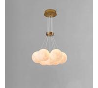 ksxnkhk 7 Milk White Round Cluster Bubble Chandelier 3D Printed Moon Planet Chandelier,Charming Lighting