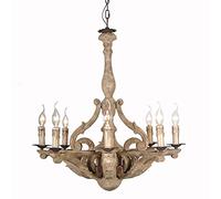 ksxnkhk 8-Light Farmhouse Chandelier,Rustic Wood Chandelier,Vintage French Country Lighting Fixture,for Kitchen Island Dining Room Foyer Entryway Distressed Grey-Grey 70x78cm
