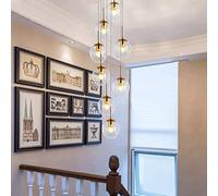 ksxnkhk 8 Lights Duplex Building Large Chandelier Villa Stair Long Chandelier Modern Minimalist Staircase Chandelier 40x180cm Glass Balls Pendant Light Multi Light Ceiling Lamp E27 (Color
