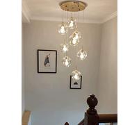 ksxnkhk 8 Lights Duplex Building Large Chandelier Villa Stair Long Chandelier Modern Minimalist Staircase Chandelier 40x180cm Glass Balls Pendant Light Multi Light Ceiling Lamp E27 (Color
