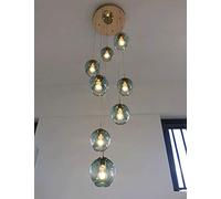 ksxnkhk 8 Lights Duplex Building Large Chandelier Villa Stair Long Chandelier Modern Minimalist Staircase Chandelier 40x180cm Glass Balls Pendant Light Multi Light Ceiling Lamp E27 (Color