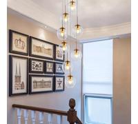 ksxnkhk 8 Lights Duplex Building Large Chandelier Villa Stair Long Hanging Modern Minimalist Staircase 40x180cm Glass Balls Multi Light Ceiling Lamp E27