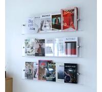 ksxnkhk Acrylic Magazine Rack Wall Mounted, Brochure Book Display Stand for Office Bathroom Study, 40 60 70 80 100 120 cm Newspaper Shelf Vinyl Record Holder (Color : 3pcs, Size L120cm/47.
