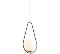 ksxnkhk Amen Retro E27 Pendant Light Water Drop Milky White Ball Chandelier Single Head Glass Ceiling Lighting Adjustable Hanging Droplight Suitable for Kitchen Island, Bedroom