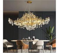 ksxnkhk American Round Ceiling Chandelier Crystal Light Gold Branch Chandelier Living Room Decor Hotel Hanging Led Pendant Light Lustres Vintage Chandeliers(Warm Light,L 120cm)