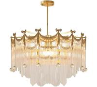 ksxnkhk Antique Brass Crystal Chandelier Semi Flush Ceiling Light 8-Light French Country Vintage Mid Century Pendant Dining Room for Living Kitchen Island Bedroom