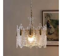 ksxnkhk Antique Full Brass Glass Chandelier, French Poured Glass Pendant Light, V-intage Dining Room Bedroom Living Room Ceiling Hanging Fixtures Lighting Interesting Life,Led Chandeliers