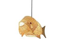 ksxnkhk Bamboo Basket Weave Hanging Light, 1 Lights Elegant Rattan Chandelier Hand Knitted Pendant Lamp Japanese Decorative Crafts for Kitchen Island Nursery Lucky Star Natural 31.5in