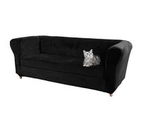 ksxnkhk Black Velvet Stretch Chesterfield Sofa Cover Fitted Couch Protector with Cushion for Curved Settee Vintage Style (1 pc 3 Seater)