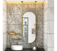 ksxnkhk Ceiling Mounted Mirror with Metal Hanging Rod Large Oval for Home or Hotel Bathroom Wall Vanity Make-up Mirror, Decorative Glass Gold (Size : 40cmx70cm)
