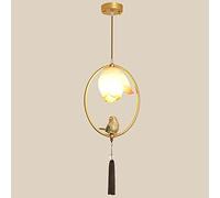 ksxnkhk Chandelier, Chinese Style Metal Chandelier, Resin Simulation Bird Pendant Light,1 Lights Dining Room Lighting,Iron+Resin Simulation Lotus Hanging Ceiling Light for Living Room, Foy