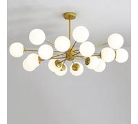 ksxnkhk Chandelier Gold Sputnik Mid Century Brushed Brass Ceiling Light Milk Glass Hanging Pendant Fixtures Bedroom for Dining Room Living Kitchen Island Bathroom (Co