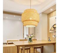 ksxnkhk Chandelier, Japanese-Style Handmade Bamboo Hanging Light Fixture Bamboo Chandelier Lighting Height Adjustable Pendant Lights Retro Lantern for Dining Room, Foyer, Restaurant, Bar,
