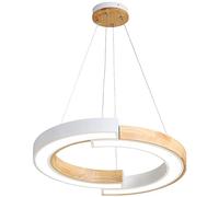 ksxnkhk Chandelier, Led Wood Annulus Pendant Lights Modern Indoor Circular Chandelier Lighting Ring Droplight for Dining Room Kitchen Hanging Lamp Fixture Luminaire Home Decor(White)