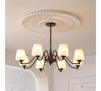 ksxnkhk Chandelier Oil Rubbed Bronze Antique 8 Light Frosted Milk Glass Chandelier Black Rustic Large Vintage Pendant Light for Bedroom Living Room Dining Room Kitchen Island Farmhouse