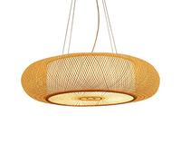 ksxnkhk Chandelier, Retro Single Light Bamboo Chandelier Lighting Weave Wicker Pendant Lamps Hanging Lighting with Shape Rattan for Teahouse Dining Room in Beige E27(50x14cm)