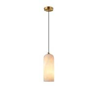 ksxnkhk Chandelier White Marble Pendant Light Fixture Brass Bedside Hanging Ceiling Lamp Cylinder Tube Linear Chandelier Natural Stone Alabaster Lighting for Kitchen Island Bedroom Dining