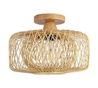 ksxnkhk Chandelier, Wooden Flush Mount Ceiling Light, V-intage Farmhouse Close to Ceiling Lighting Fixture, Rustic Bamboo Geometric Cage Ceiling Lamp for Entryway Hallway Kitchen Island D