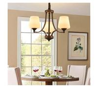 ksxnkhk Chandeliers, Country Retro Style Living Room Chandelier Dining Bedroom Lighting Glass V-intage Simple Indoor for Home(Warm Light,3 Lights)