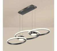 ksxnkhk Chandeliers Geometric Ring Pendant Light Metal Linear Hanging Lamp with White Silicone Shade LED Ultra-Thin Long Suspension(Dark,Grey Wolf)