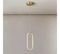 ksxnkhk Chandeliers Long Ring Pendant Light Bedside Hanging Lamp Modern LED Chandelier 10W Ultra-Thin Metal Ring Suspension Lamps with Acrylic Shade(White Light)