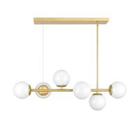 ksxnkhk Chandeliers, Mid Century Modern Chandelier Island Light Glass Globes Linear Chandeliers for Dining Room Living Room Kitchen(Satin Brass)