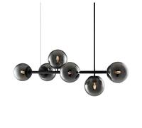 ksxnkhk Chandeliers, Mid Century Modern Chandelier Island Light Glass Globes Linear Chandeliers for Dining Room Living Room Kitchen(Noir)