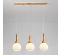 ksxnkhk Chandeliers Modern 3*Light Glass Hanging Pendant Light Glass Hanging Kitchen Island Light Fixture Wood Droplight(B,Long)