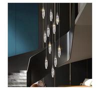 ksxnkhk Chandeliers, Modern Home Decoration Crystal Chandelier, Stair Pendant Lamp, Living Room Pendant Lights, Interior Lighting(RC Remote dimming,Black 12 Heads)
