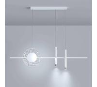 ksxnkhk Chandeliers Ultra-Thin Long Tube Pendant Lamp White Metal Strip Hanging Lamp with Acrylic Shades Geometric Linear Suspension Lamps(White Light)