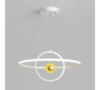 ksxnkhk Chandeliers Ultra-Thin Ring Pendant Light Metal Annulus Hanging Lamp with Acrylic Lampshade Restaurant Lighting Suspension Lamps(White-Infinite Dimming)