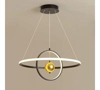 ksxnkhk Chandeliers Ultra-Thin Ring Pendant Light Metal Annulus Hanging Lamp with Acrylic Lampshade Restaurant Lighting Suspension Lamps(Black-Warm Light)