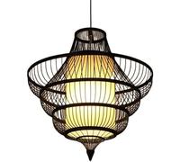 ksxnkhk Chinese Bamboo Lantern Pendant Lamp E27 Natural Rattan Chandelier Ceiling Light Wicker Lampshade Hanging Lighting Creative Personality Living Room Bedroom Bamboo Birdcage Lamps(NOI